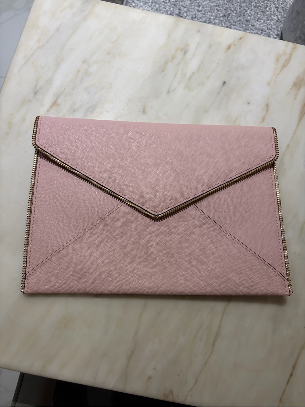Rebecca Minkoff Pink Envelope Clutch with Gold Trim